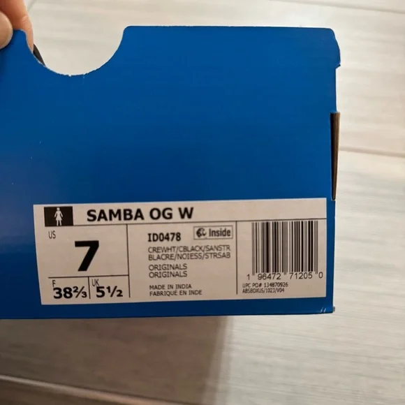 Adidas Samba OG Sneakers - cream white / core black / sand strata size 7 - Picture 3 of 6